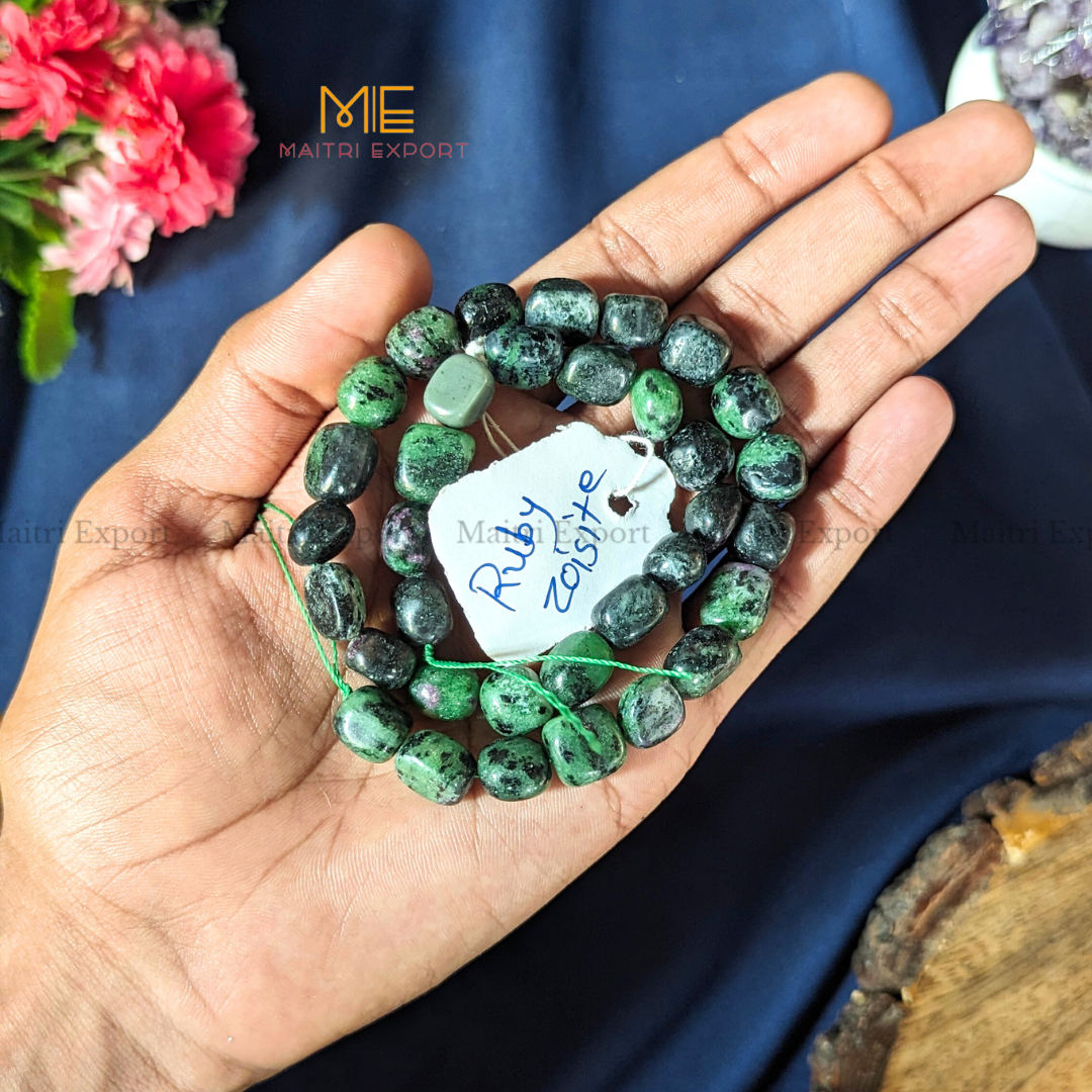Small Tumble healing Crystal Loose Beads-Ruby Zoisite-Maitri Export | Crystals Store