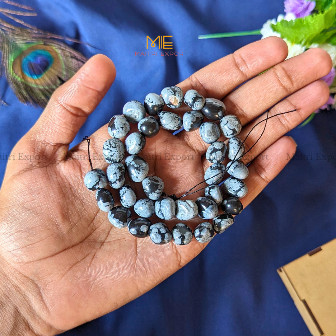 Small Tumble healing Crystal Loose Beads-Snowflake Obsidian-Maitri Export | Crystals Store