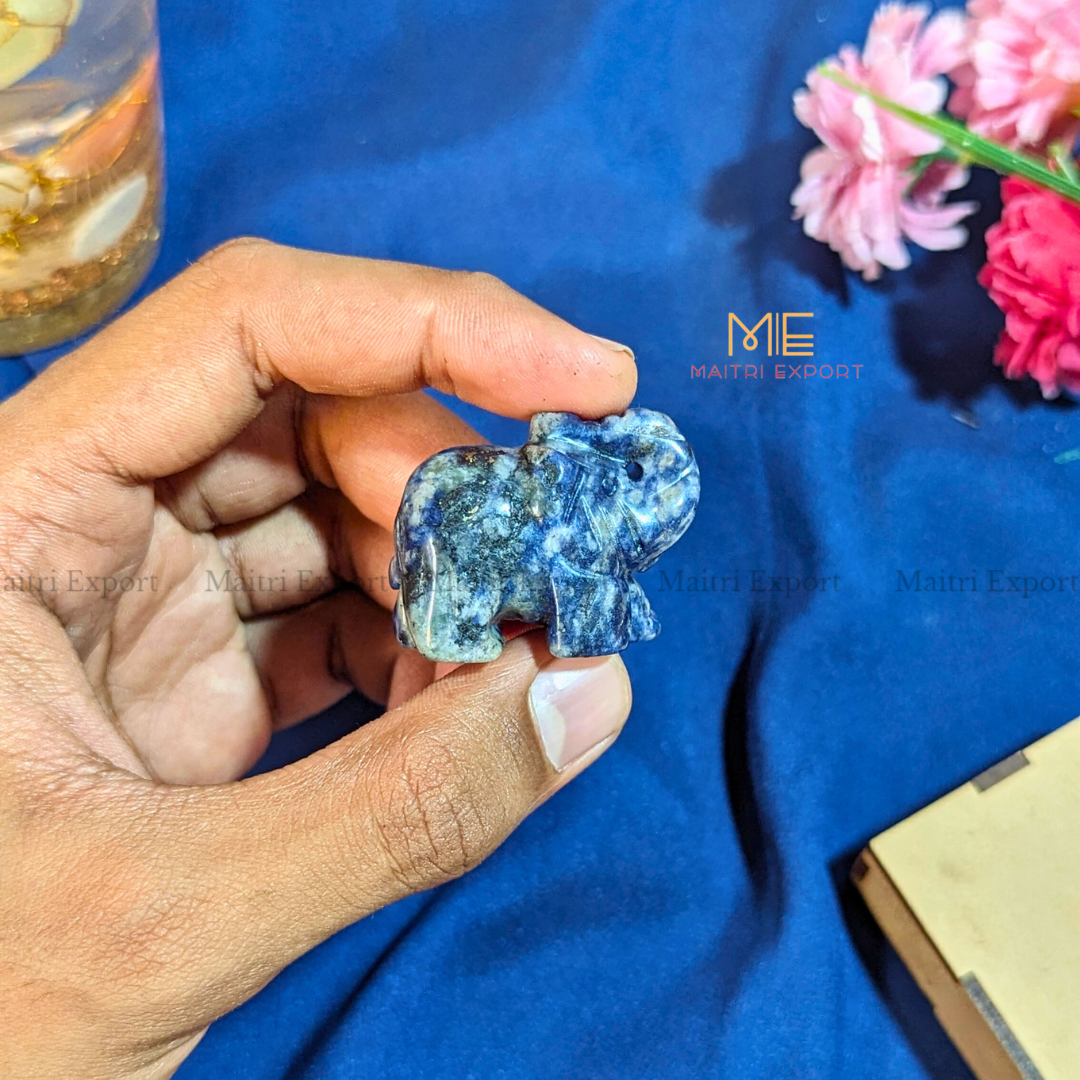 1.5 Inch Elephant Natural Crystal Handcrafted Figurine / Carving-Sodalite-Maitri Export | Crystals Store