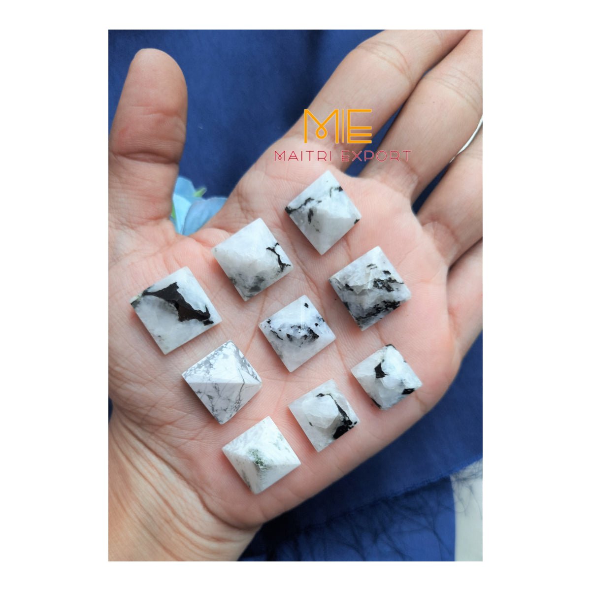 Crystal stone pyramids, mini ( 0.5 inch )-Rainbow Moonstone-Maitri Export | Crystals Store