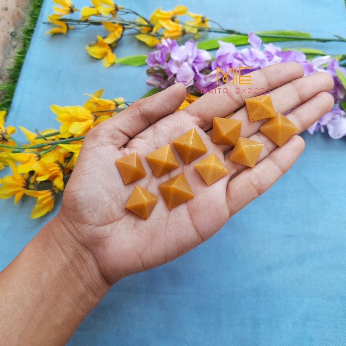 Crystal stone pyramids, mini ( 0.5 inch )-Yellow Aventurine-Maitri Export | Crystals Store