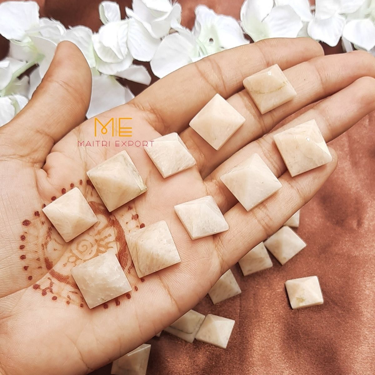 Crystal stone pyramids, mini ( 0.5 inch )-Peach Moonstone-Maitri Export | Crystals Store