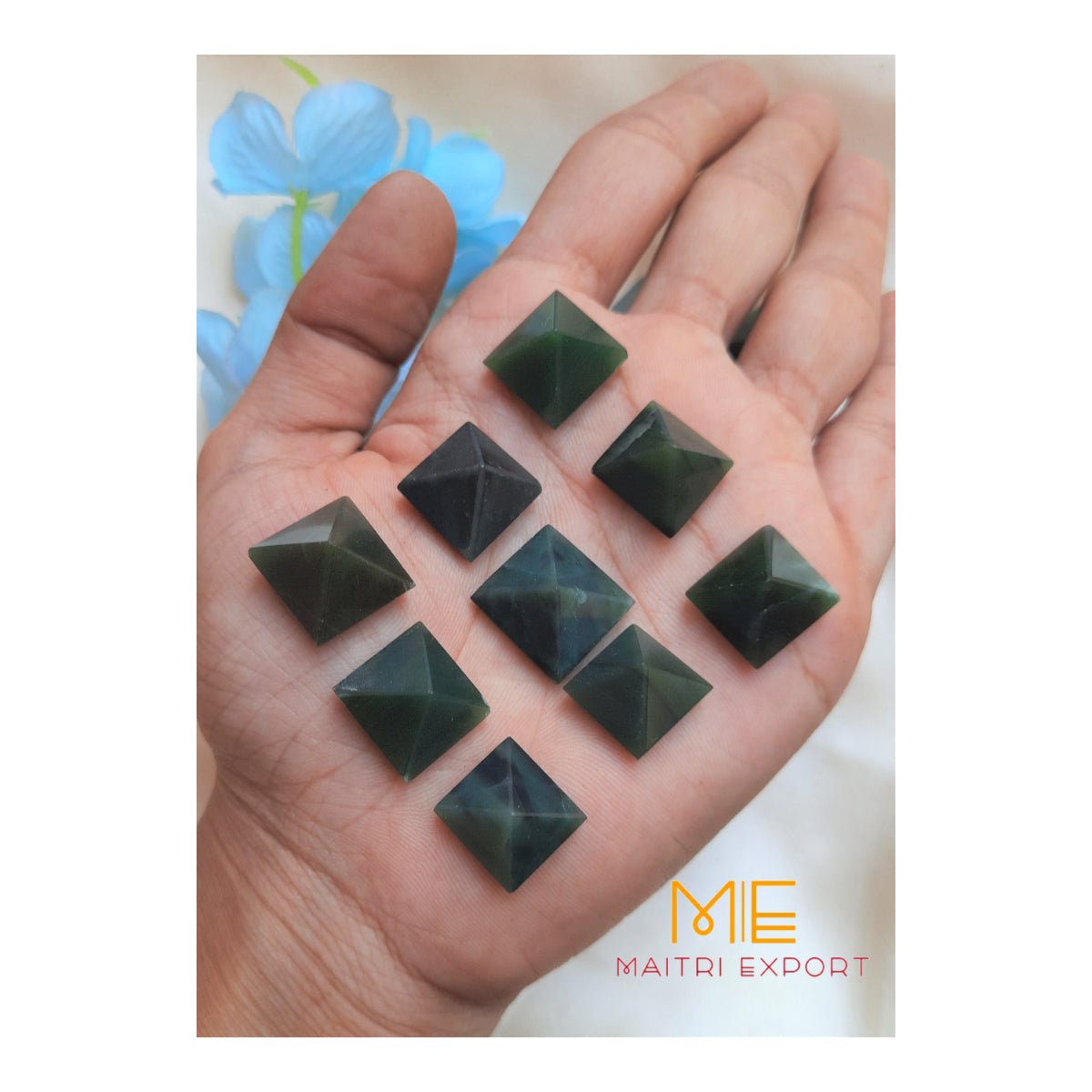 Crystal stone pyramids, mini ( 0.5 inch )-Green Jade-Maitri Export | Crystals Store