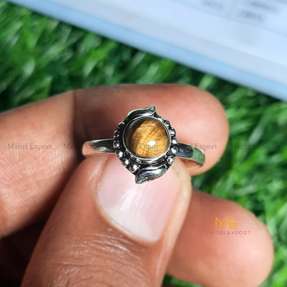 Natural Gemstone Crystal Adjustable Rings (1)-Tiger Eye-Maitri Export | Crystals Store