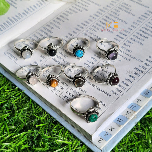 Natural Gemstone Crystal Adjustable Rings (1)-Maitri Export | Crystals Store