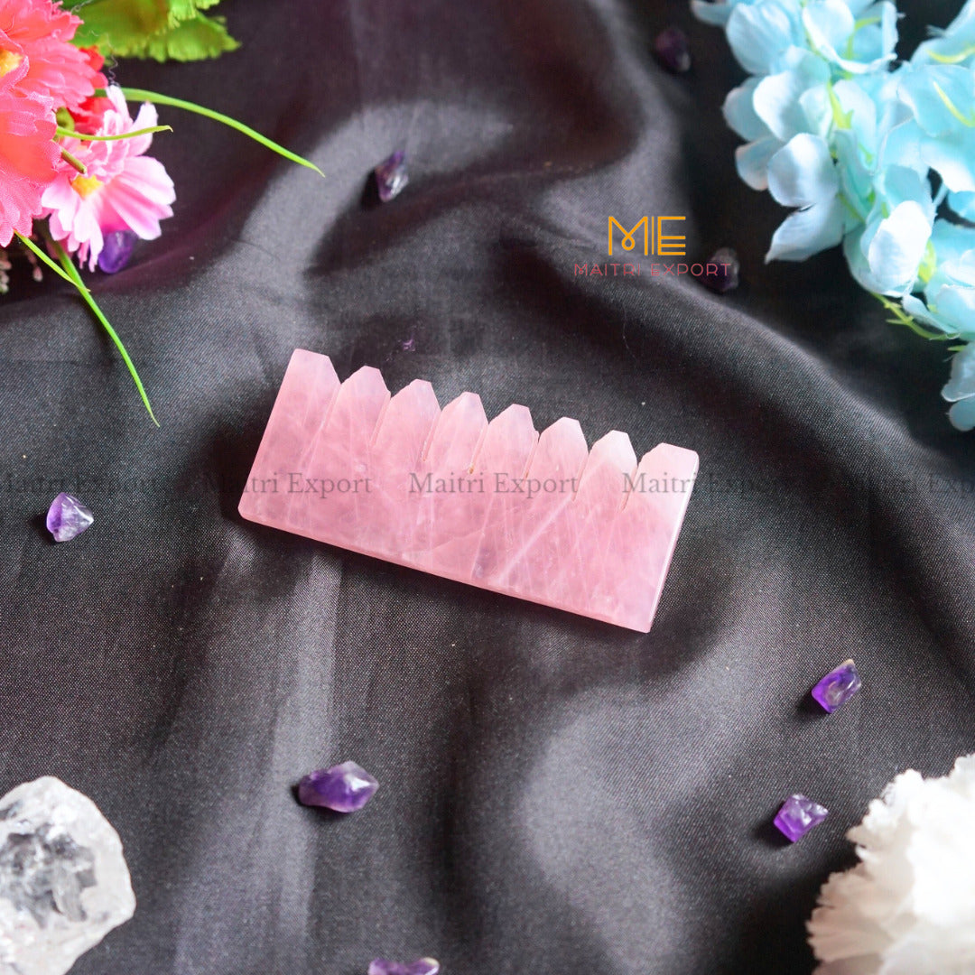 Natural Healing Crystal Stone Comb-Rose Quartz-Maitri Export | Crystals Store