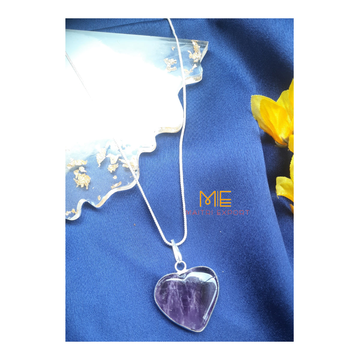 Natural crystal stone heart shaped pendant-Amethyst-Maitri Export | Crystals Store