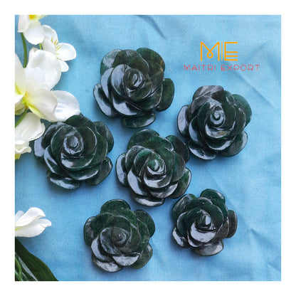 Natural crystal stone handcrafted flower shaped carving-Green Jade-Maitri Export | Crystals Store