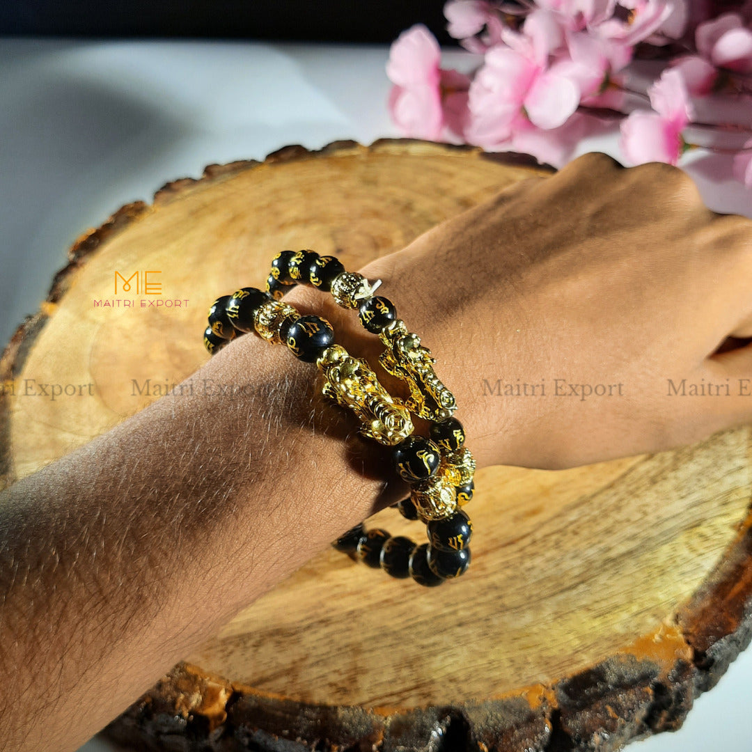 Black Obsidian with Om Mani Padme Hum Mantra carved Beads