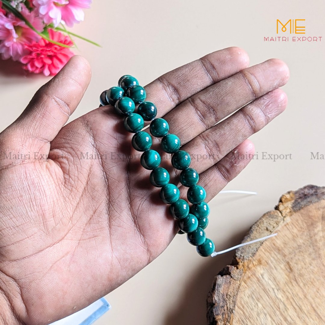 10mm round loose crystal beads strand / string-Malachite-Maitri Export | Crystals Store