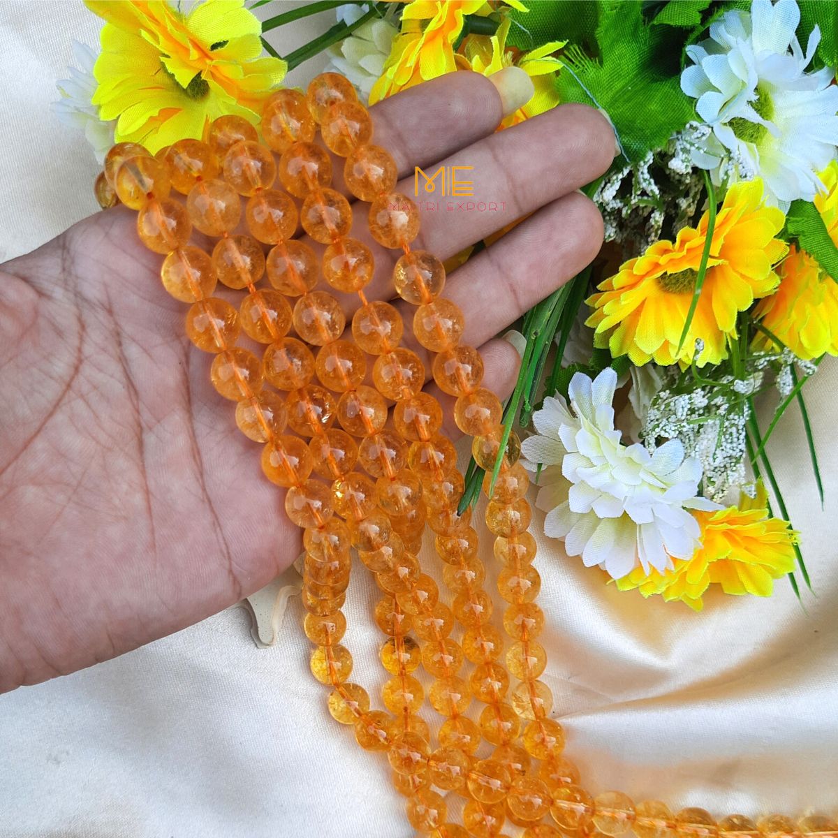 10mm round loose crystal beads strand / string-Russian citrine-Maitri Export | Crystals Store