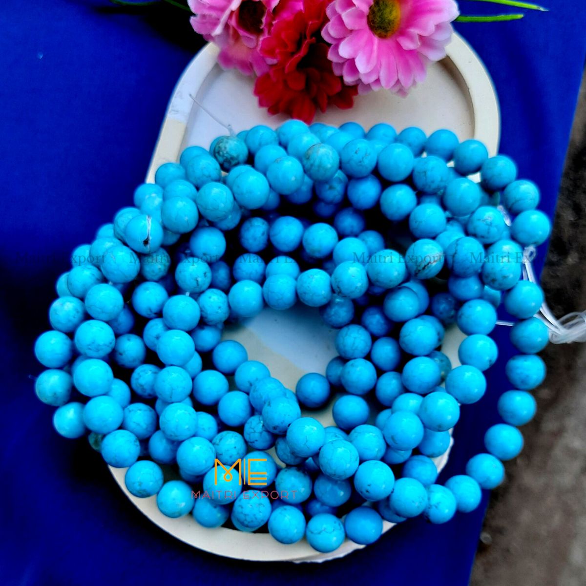 10mm round loose crystal beads strand / string-Turquoise-Maitri Export | Crystals Store