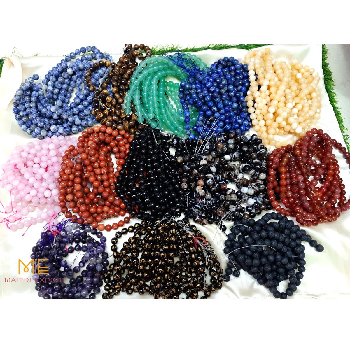 10mm round loose crystal beads strand / string-Selenite Natural-Maitri Export | Crystals Store