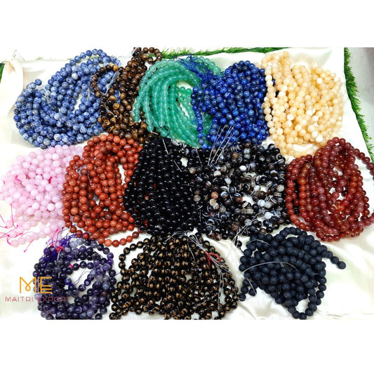 10mm round loose crystal beads strand / string-Selenite Natural-Maitri Export | Crystals Store