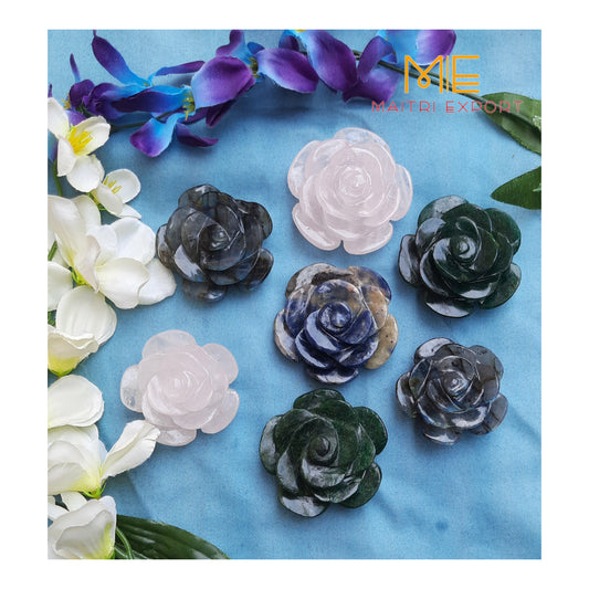 Natural crystal stone handcrafted flower shaped carving-Maitri Export | Crystals Store