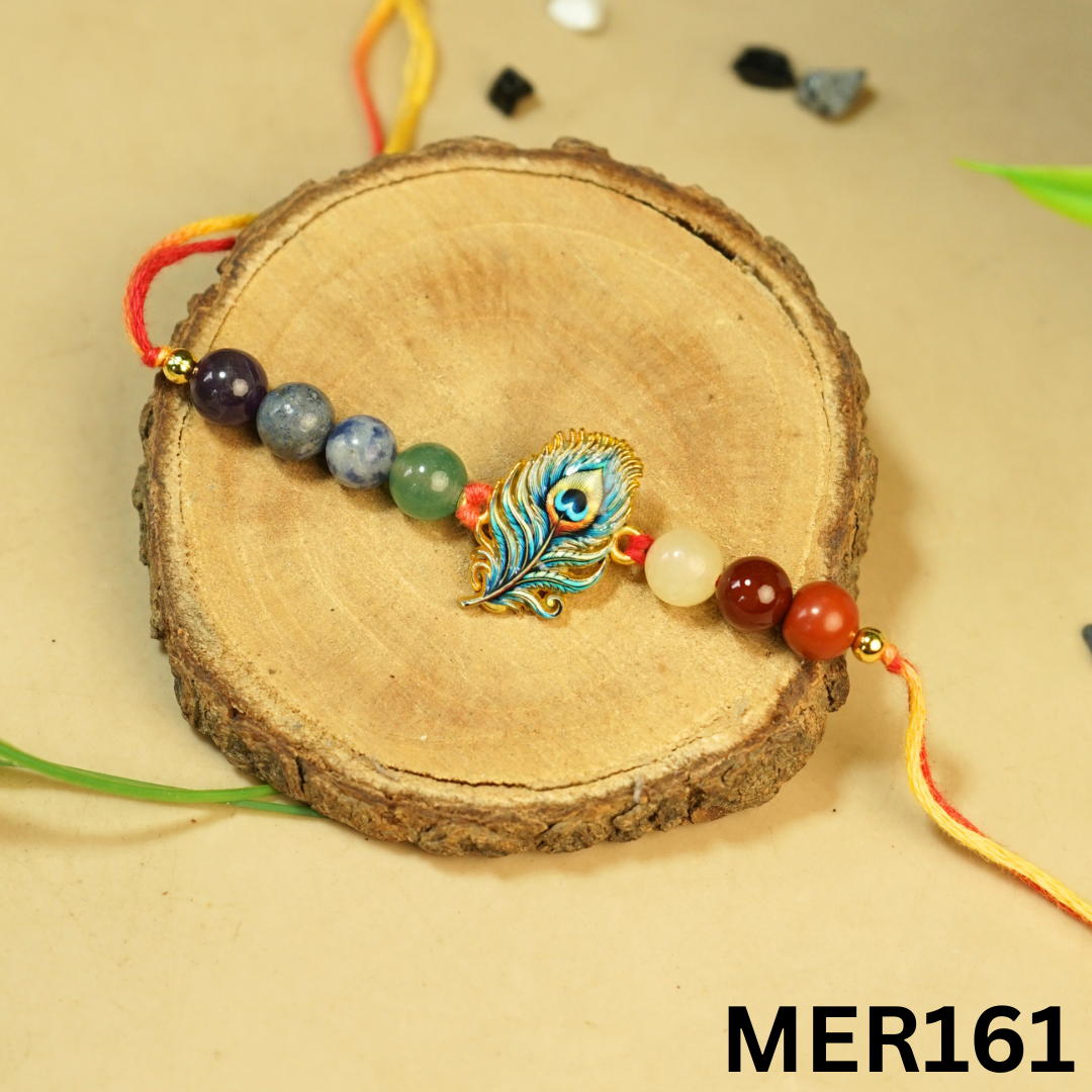 7 chakra stones with kids cartoon charms rakhi.-Peacock Feather No.1 [MER161]-Maitri Export | Crystals Store