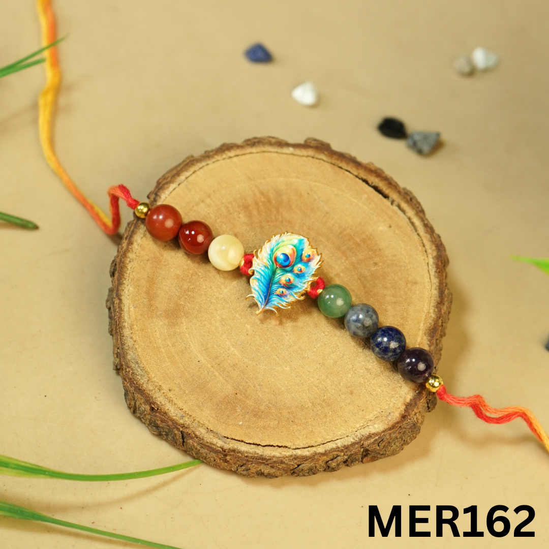 7 chakra stones with kids cartoon charms rakhi.-Peacock Feather No.2 [MER162]-Maitri Export | Crystals Store