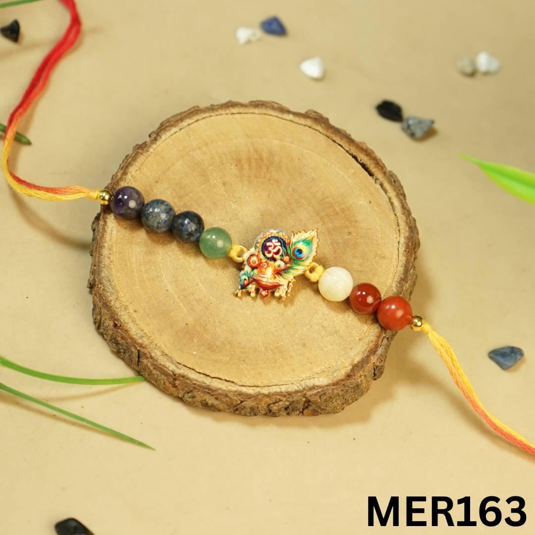 7 chakra stones with kids cartoon charms rakhi.-Peacock Feather No.3 [MER163]-Maitri Export | Crystals Store