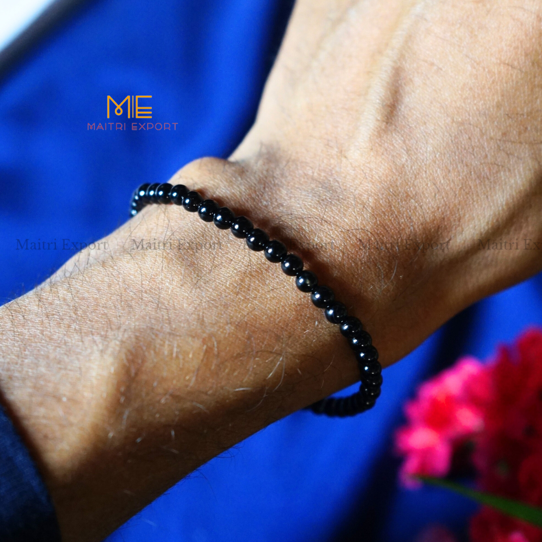 Black Onyx Natural Crystal Healing Bracelet-4mm-Maitri Export | Crystals Store