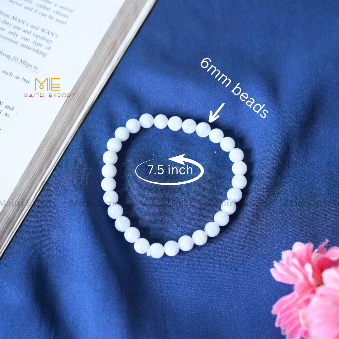 Blue Lace Agate Natural Crystal Healing Bracelet-Maitri Export | Crystals Store