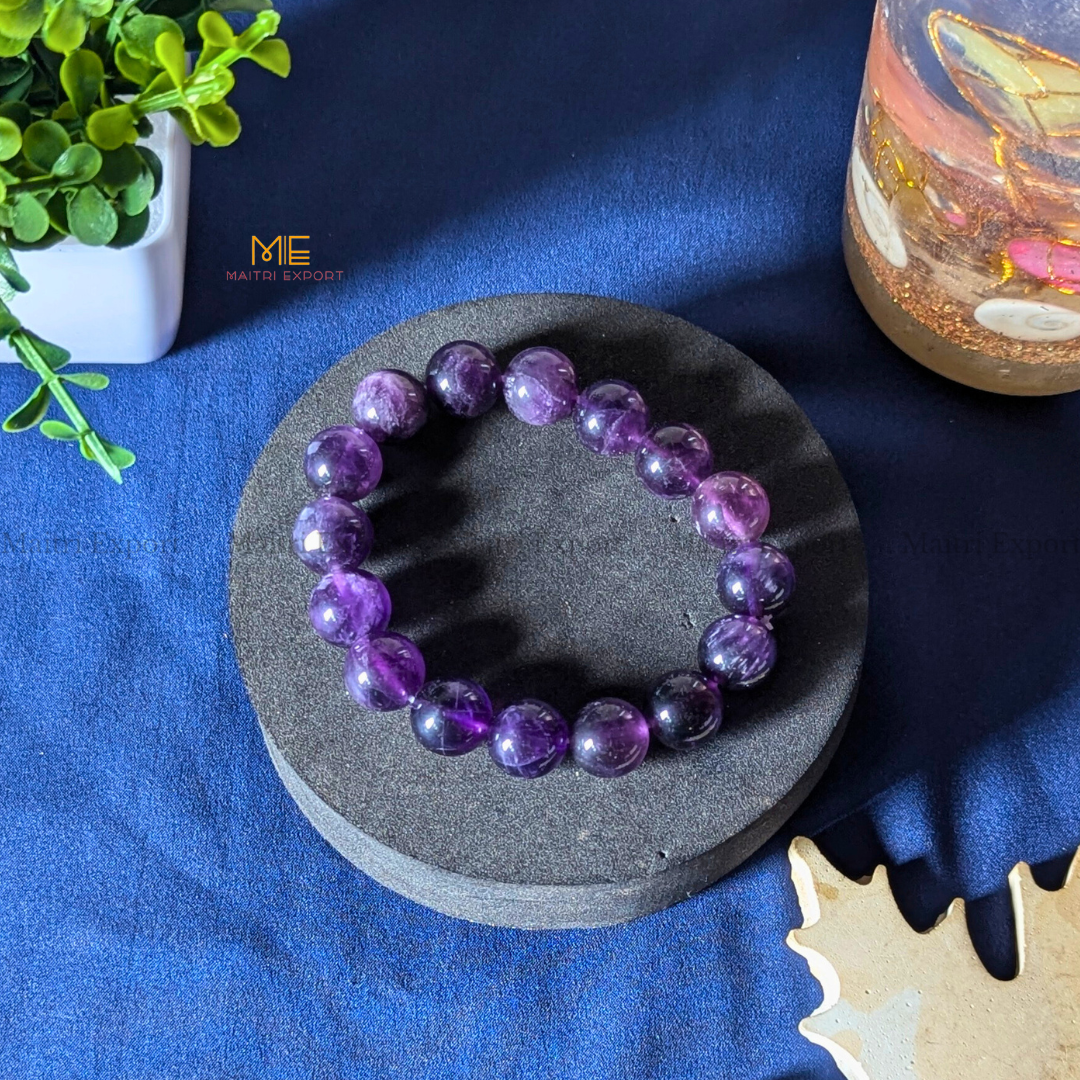 Natural Crystal Healing Stone 12mm Bracelet-Maitri Export | Crystals Store