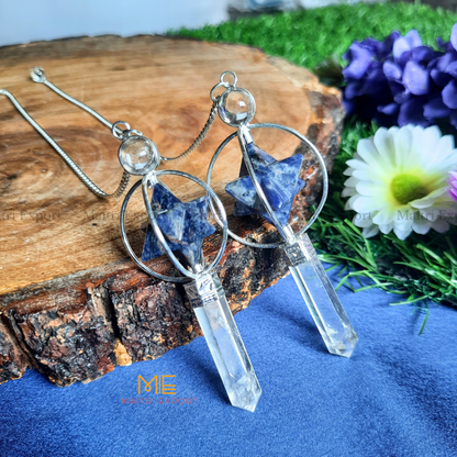Natural Healing Crystal Stone Merkaba Star with Clear Quartz Pencil Pendulum-Maitri Export | Crystals Store