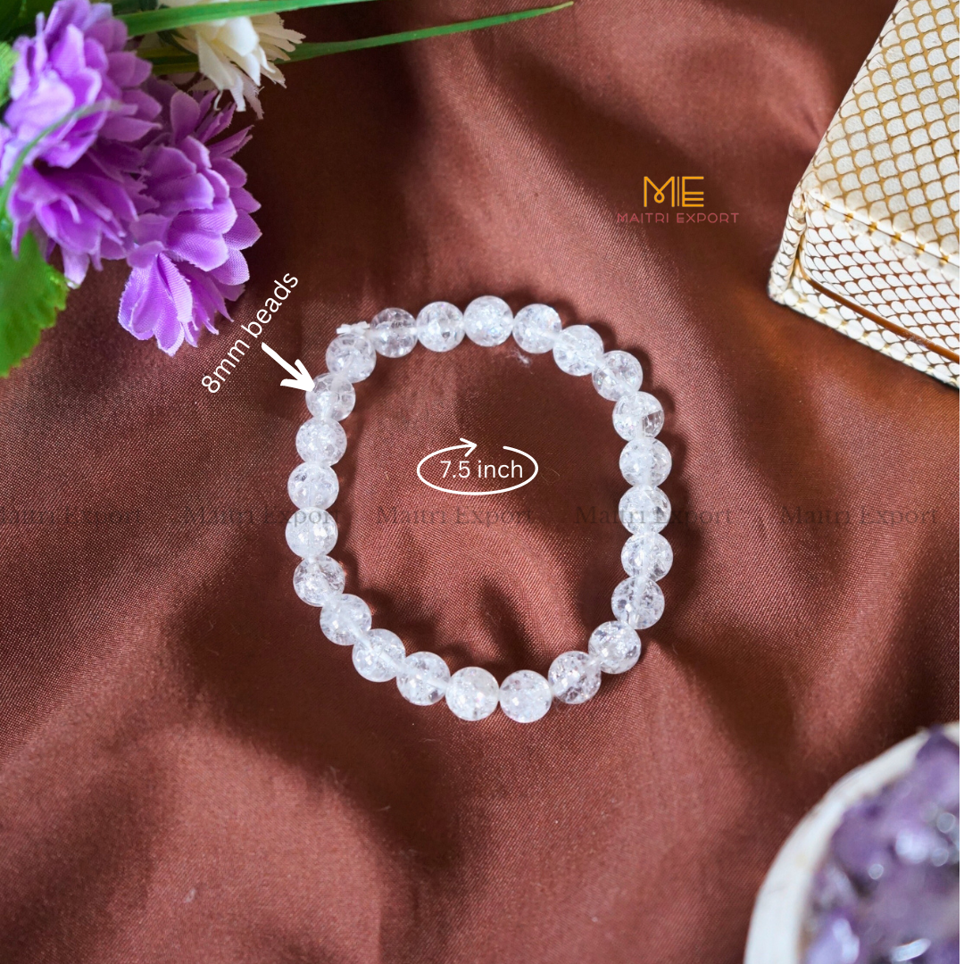 Crackle Clear Quartz 8mm Crystal Healing Bracelet-Maitri Export | Crystals Store