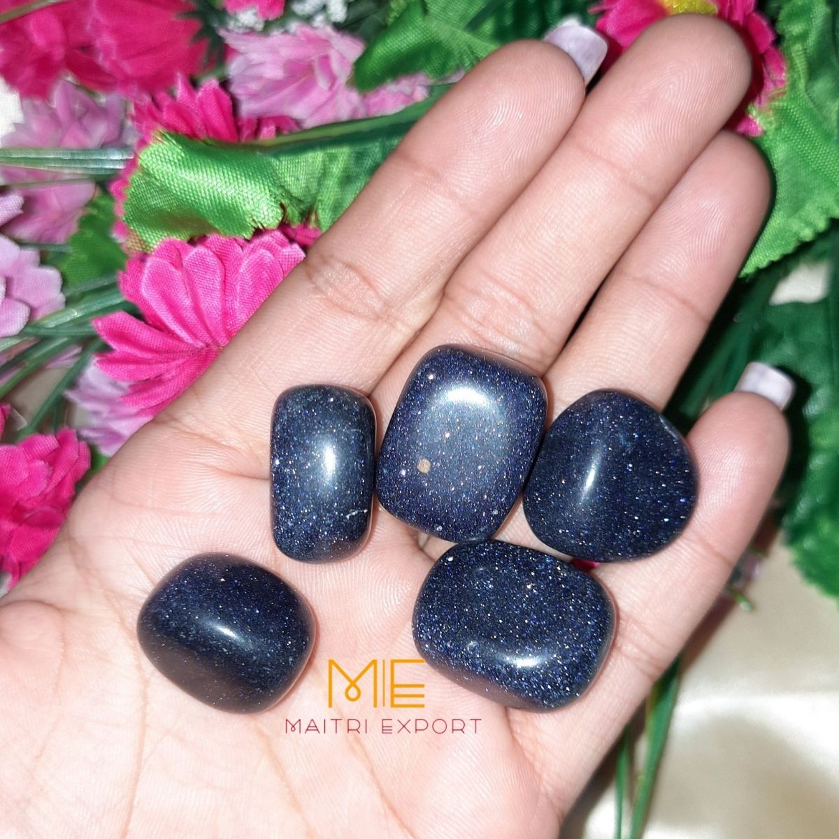 Blue Goldstone Natural Crystal Healing Stone Tumble / Pocket Stone-Maitri Export | Crystals Store