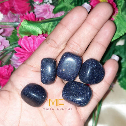 Blue Goldstone Natural Crystal Healing Stone Tumble / Pocket Stone-Maitri Export | Crystals Store