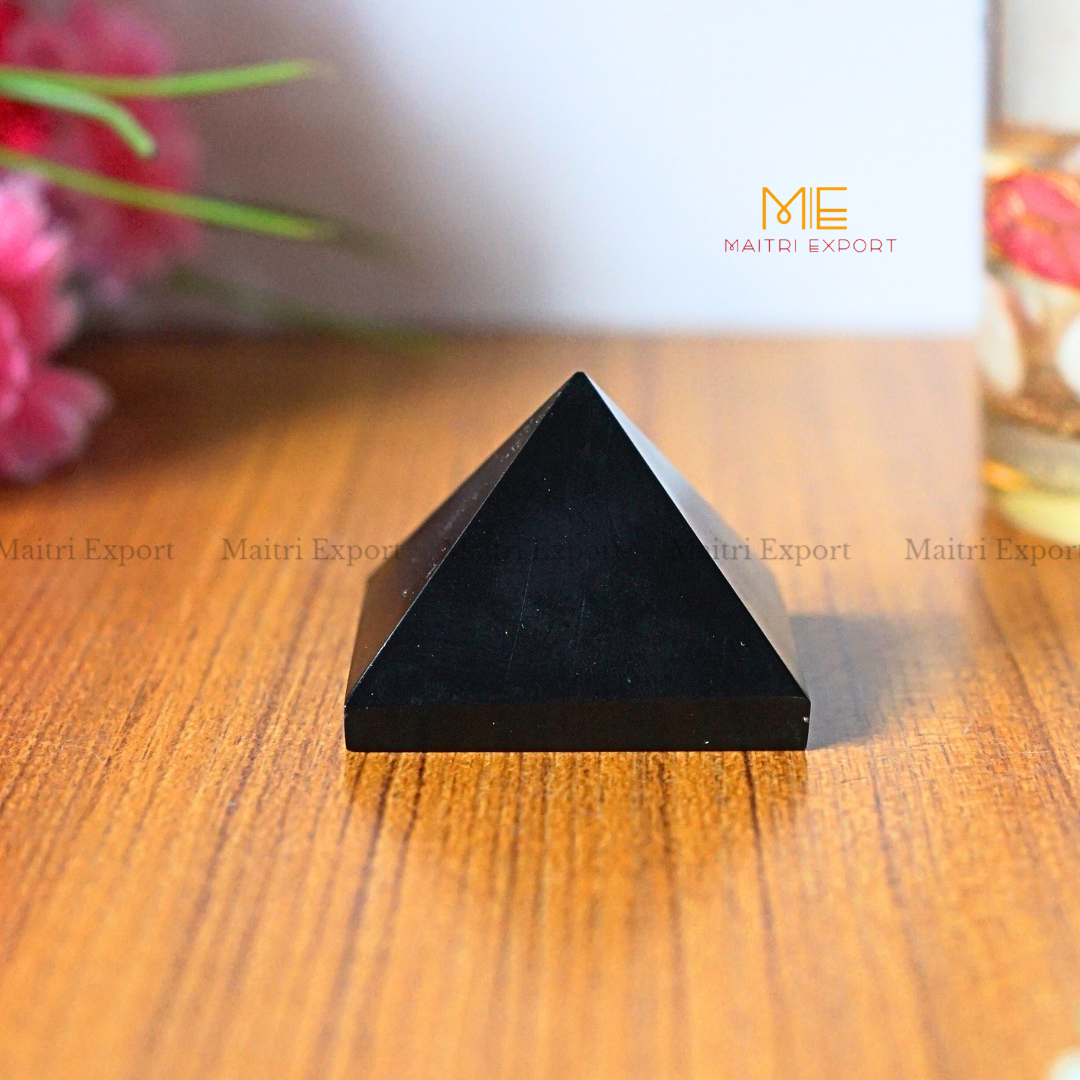Natural Healing Crystal Pyramids ( Approx 2 inches )-Black Agate-Maitri Export | Crystals Store