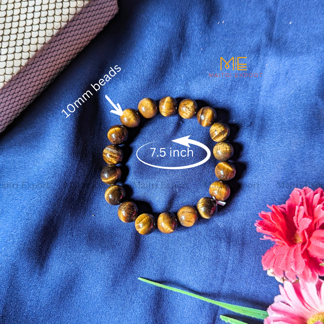 Tiger Eye Natural Crystal Healing Bracelet-10mm-Maitri Export | Crystals Store