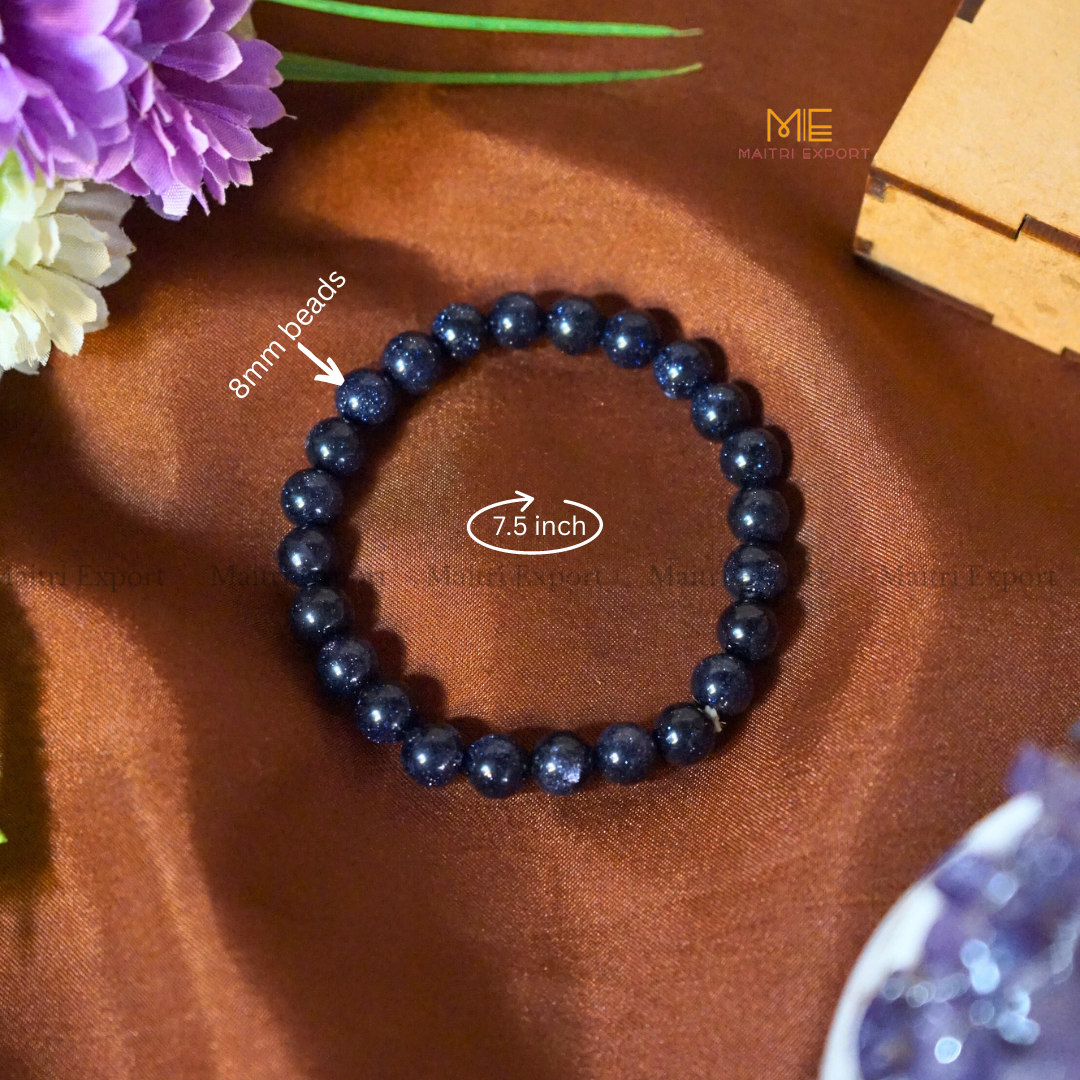 Blue Goldstone Natural Crystal Healing Bracelet-Maitri Export | Crystals Store