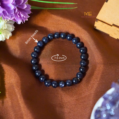 Blue Goldstone Natural Crystal Healing Bracelet-Maitri Export | Crystals Store