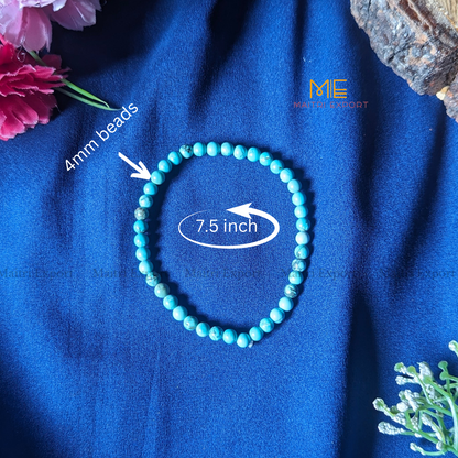 4mm crystal round beads stretchable bracelet.-Turquoise Natural-Maitri Export | Crystals Store