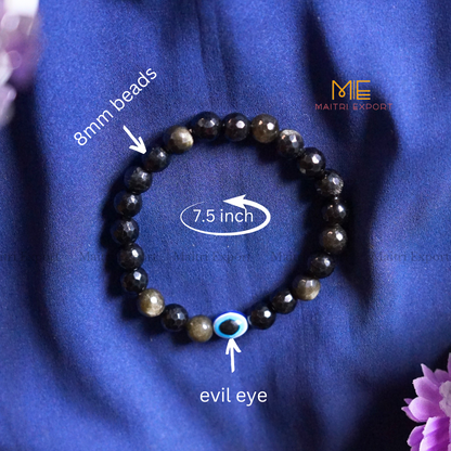 8mm faceted crystal beaded bracelet with evil eye-Maitri Export | Crystals Store