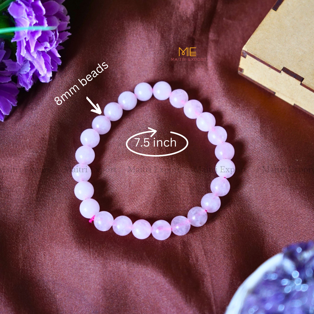 Rose Quartz Natural Crystal Healing Bracelet-Maitri Export | Crystals Store