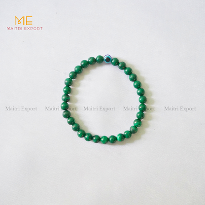6mm crystal beaded bracelet with evil eye-Malachite-Maitri Export | Crystals Store