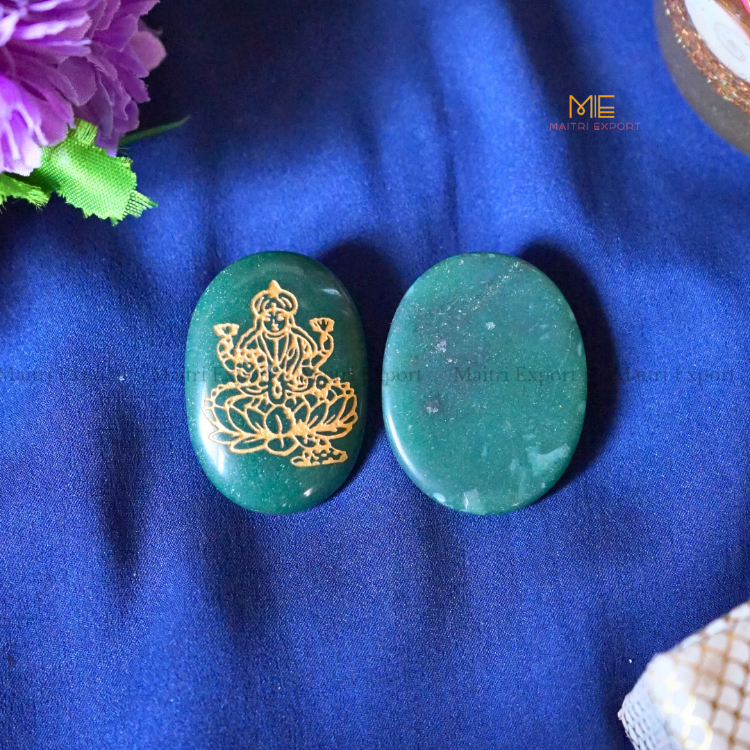 Green Jade Carving Oval-Laxmi ji-Maitri Export | Crystals Store