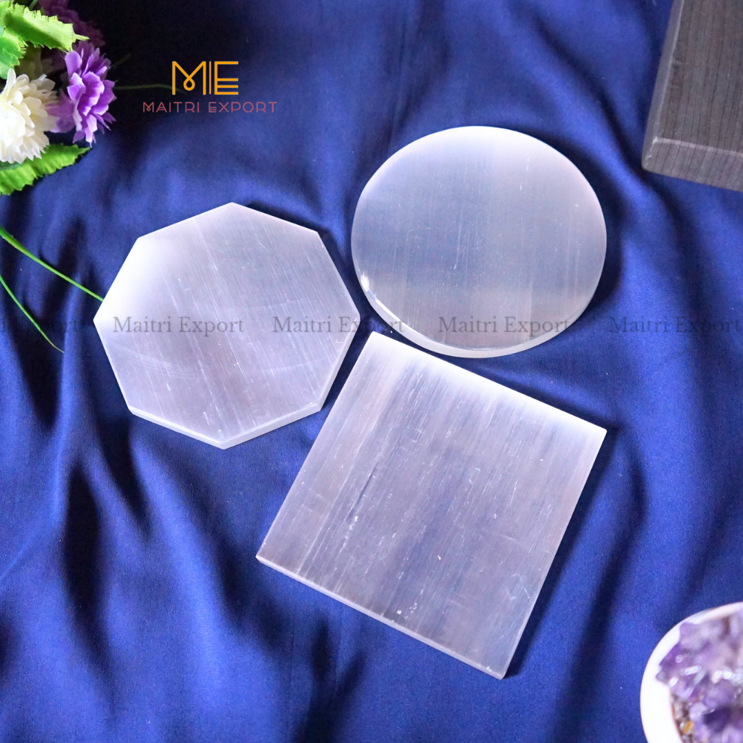 Natural selenite stone different shapes plain plate-Maitri Export | Crystals Store