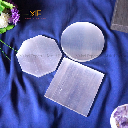 Natural selenite stone different shapes plain plate-Maitri Export | Crystals Store
