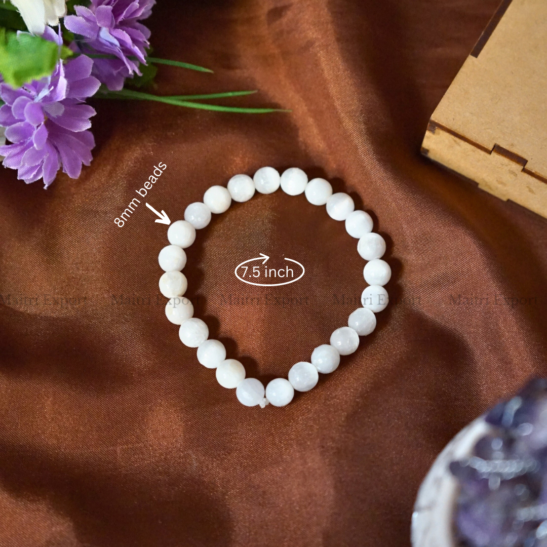 Selenite Natural Crystal Healing Bracelet-Maitri Export | Crystals Store