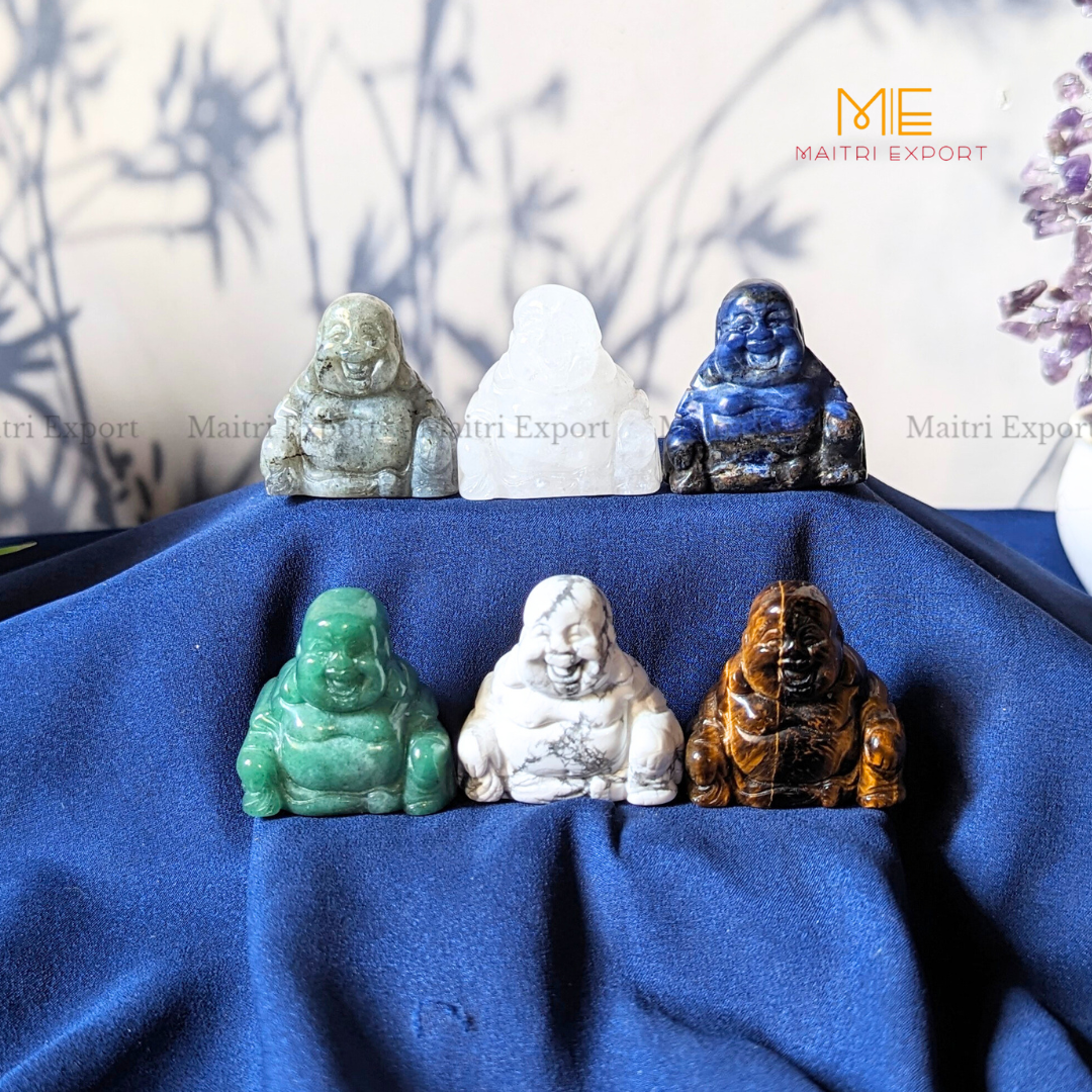 1.5 Inch Laughing Buddha Natural Crystal Handcrafted Figurine / Carving-Maitri Export | Crystals Store