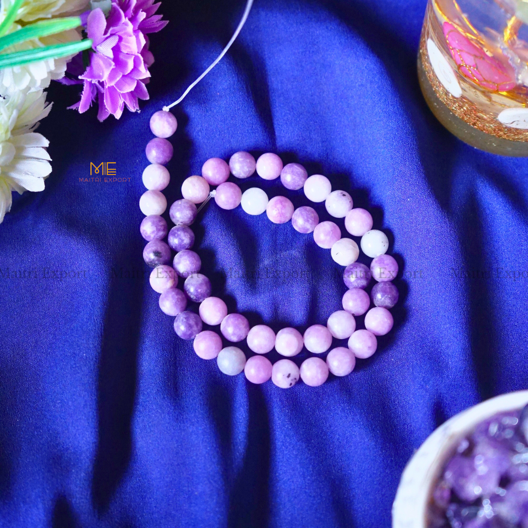 Lepidolite Natural Stone 8mm Loose Beads Line-Maitri Export | Crystals Store