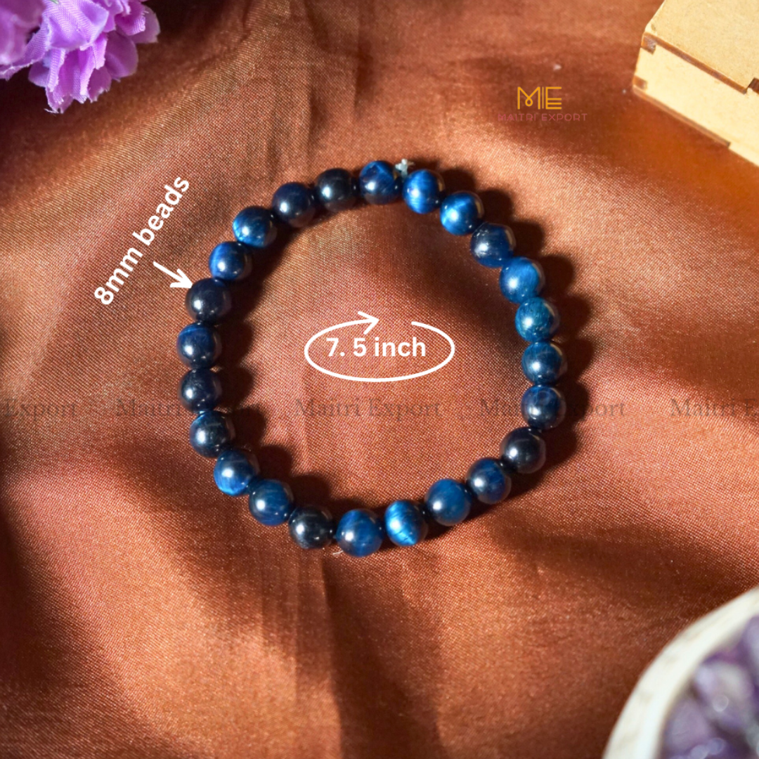 Blue Tiger Eye 8mm Natural Crystal Healing Bracelet-Maitri Export | Crystals Store