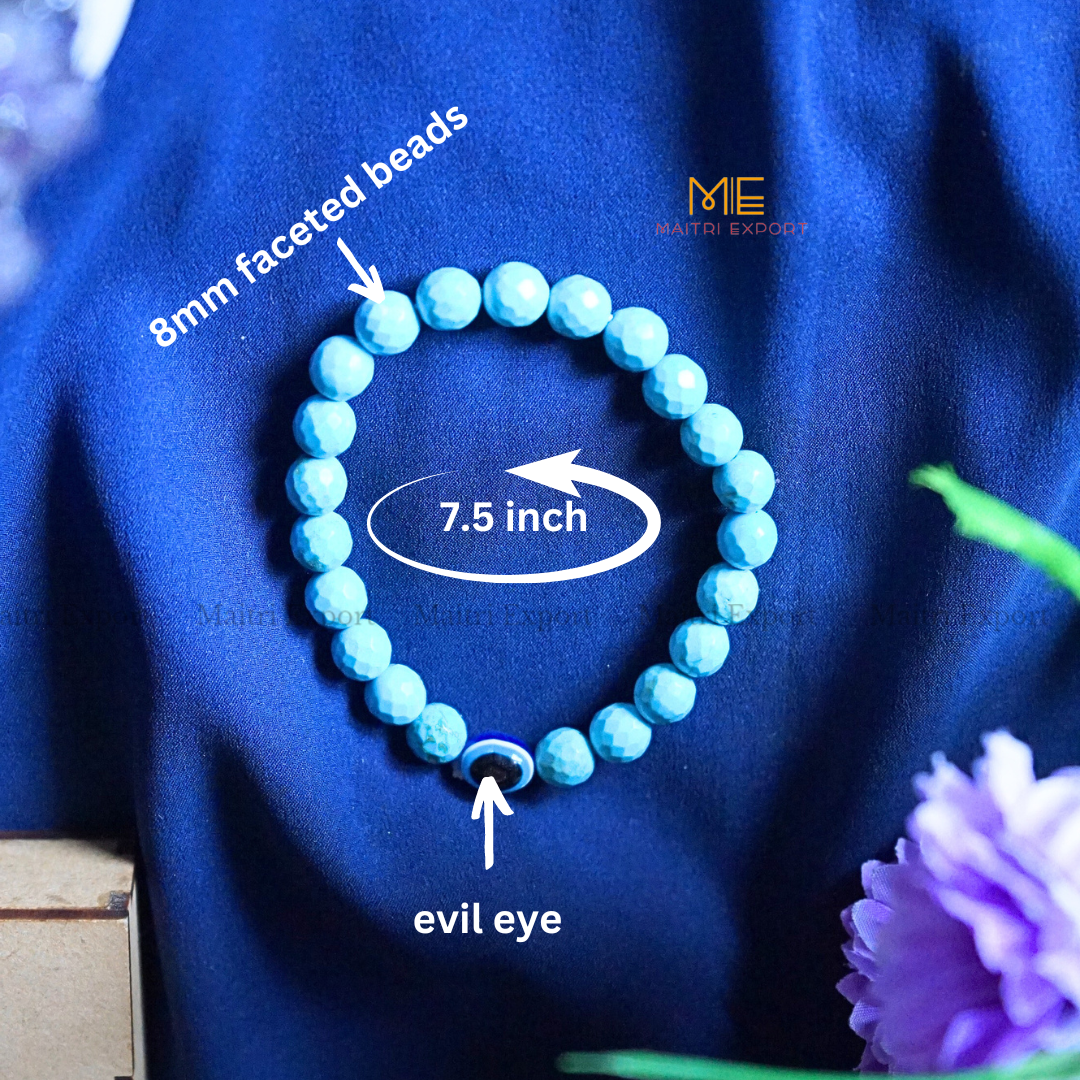 8mm faceted crystal beaded bracelet with evil eye-Maitri Export | Crystals Store