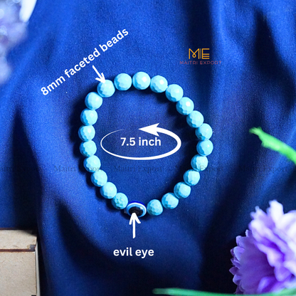 8mm faceted crystal beaded bracelet with evil eye-Maitri Export | Crystals Store