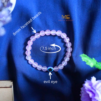 8mm faceted crystal beaded bracelet with evil eye-Maitri Export | Crystals Store
