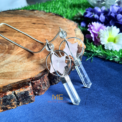 Natural Healing Crystal Stone Merkaba Star with Clear Quartz Pencil Pendulum-Maitri Export | Crystals Store