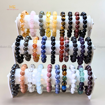 Natural Crystal Healing Stone 12mm Bracelet-Maitri Export | Crystals Store