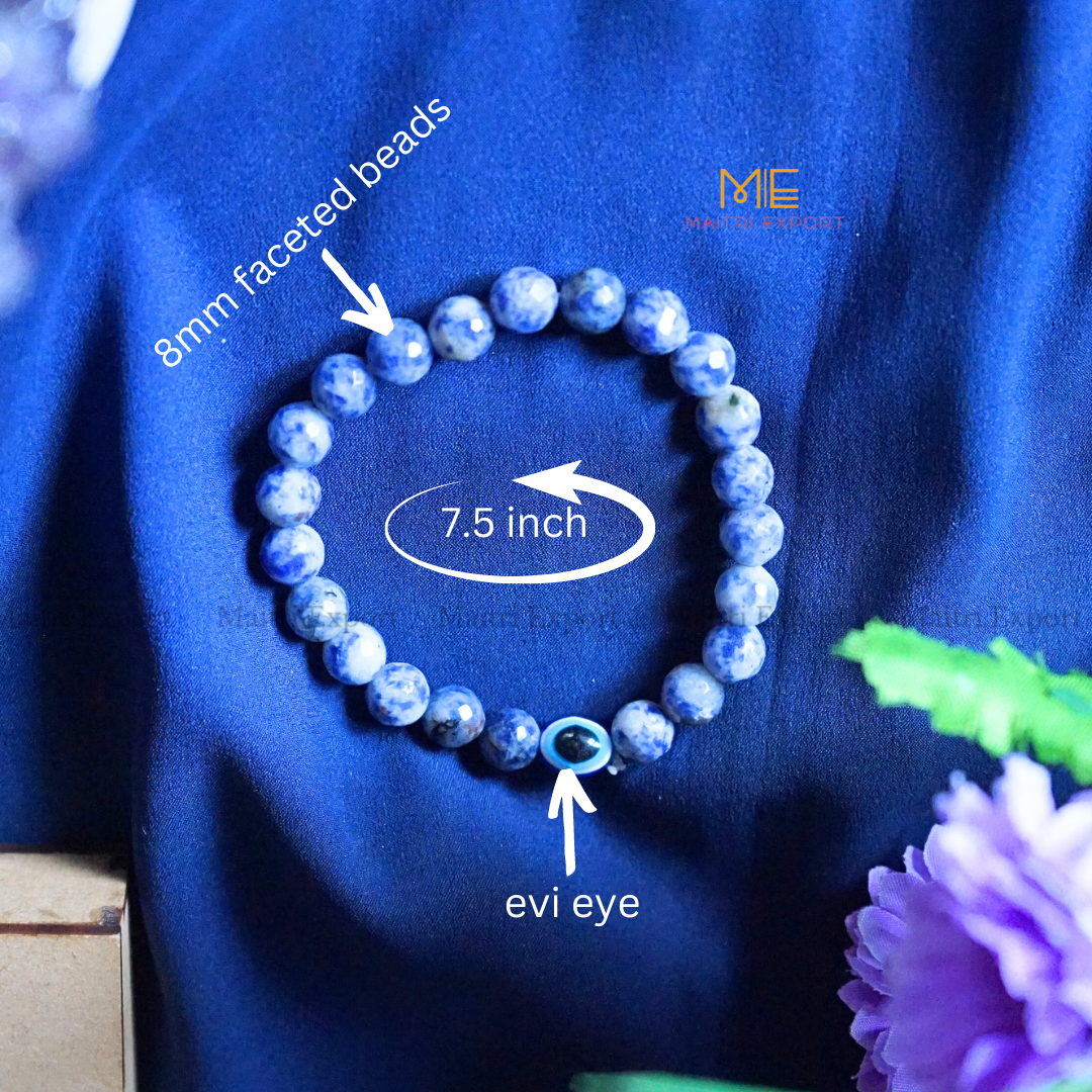 8mm faceted crystal beaded bracelet with evil eye-Maitri Export | Crystals Store